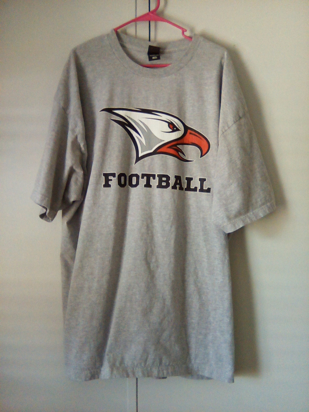 Hanes Gray Football Tee with Eagle Graphic